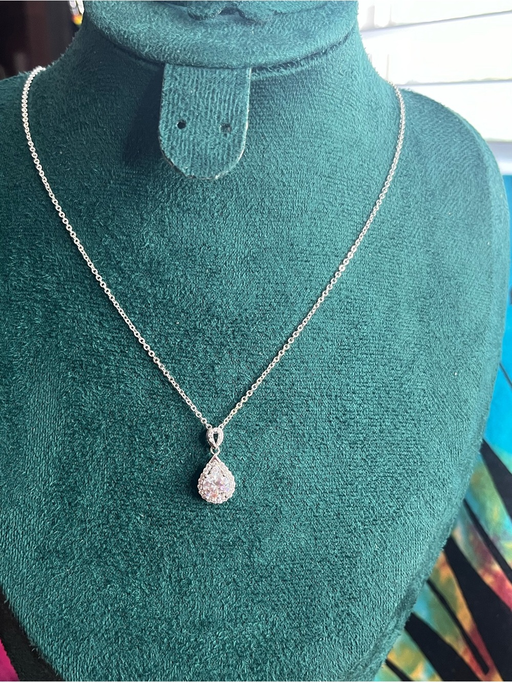 1ct Moissanite Teardrop Halo Pendant 925 Necklace